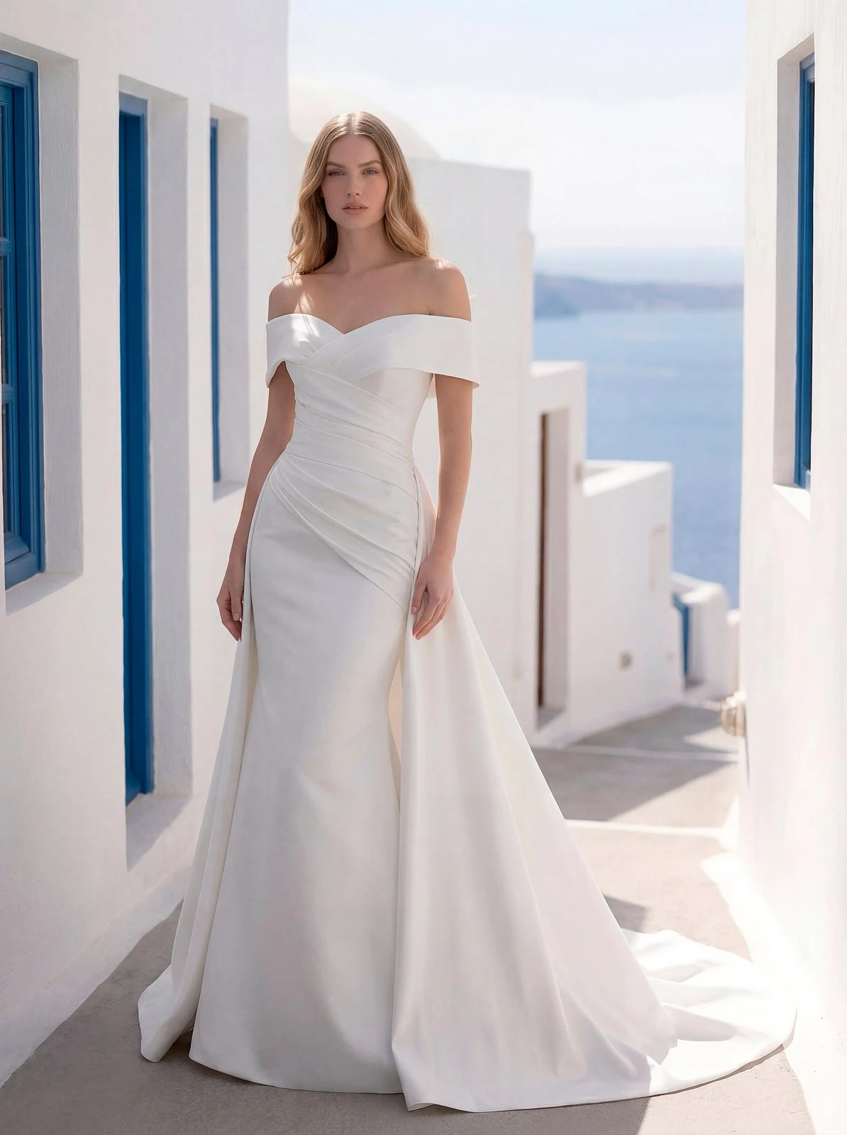 Abito da sposa Morilee: scollo omerale e drappeggio sul corpetto