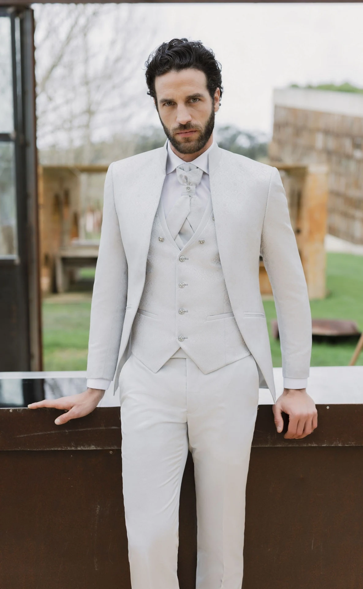 Roberto Vicenti, riferimento 006: Completo chiaro con gilet decorato